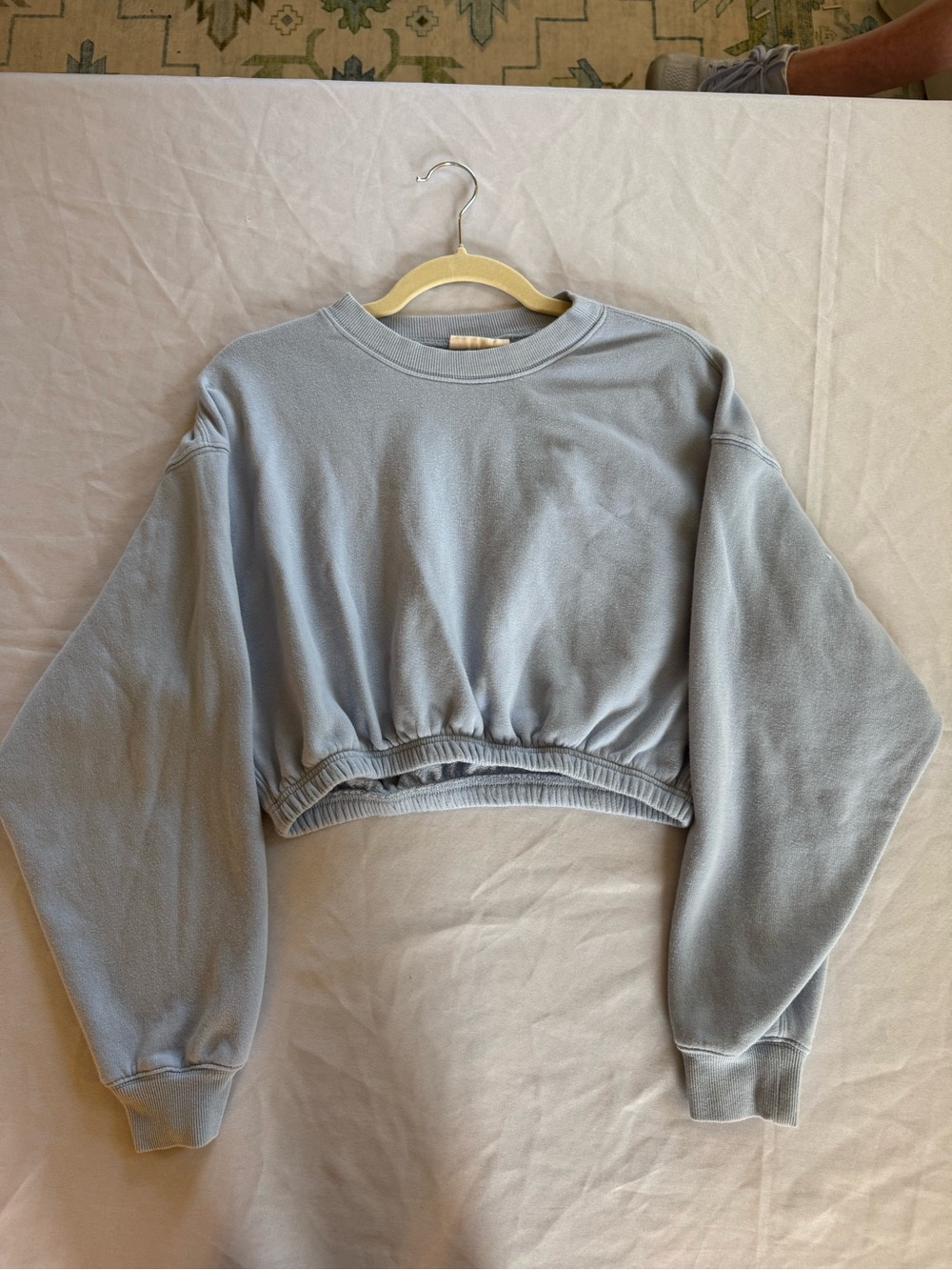Cropped Crewneck Sweatshirt in Pale Blue